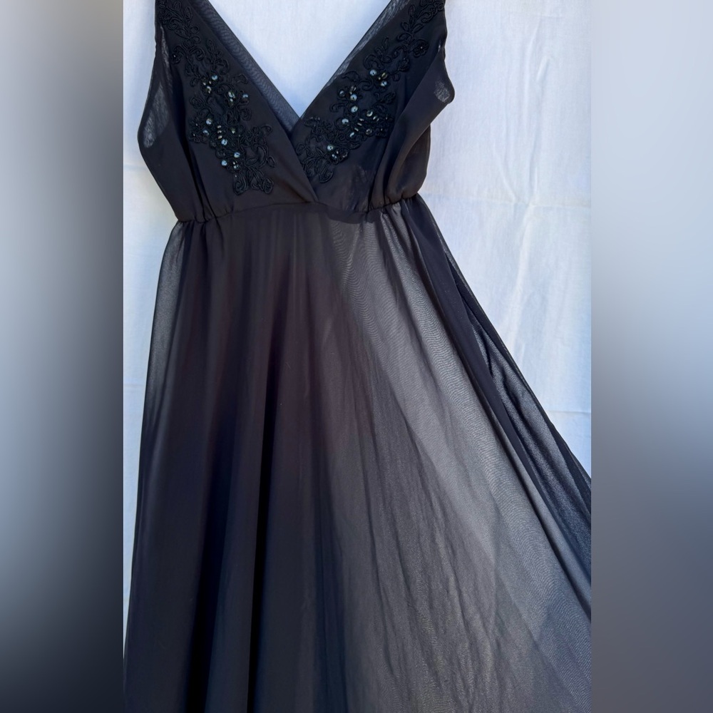 California Dynasty 90s Sheer Beaded Maxi Slip Dress l size S